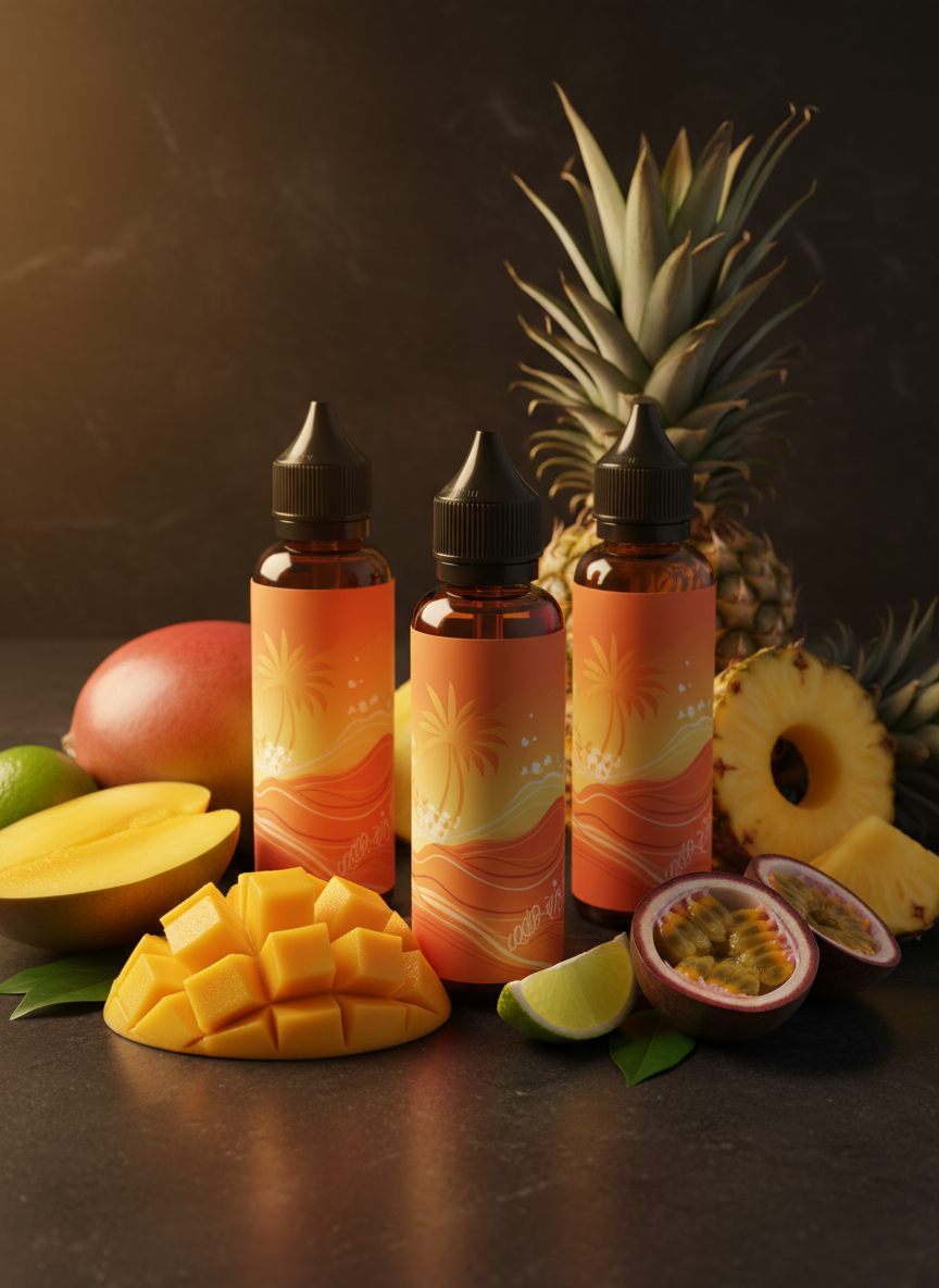 Premium e-liquid collection with tropical flavors